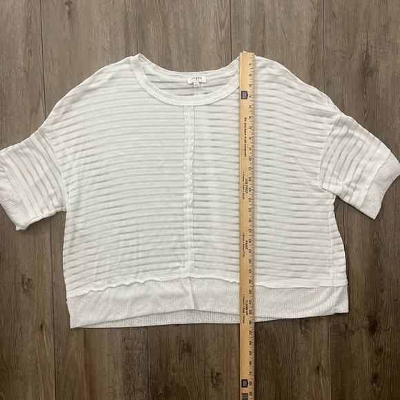 UMGEE USA White Oversized Knit Top Shirt Textured Semi Sheer Beach Tunic Large‎ - Picture 3 of 8